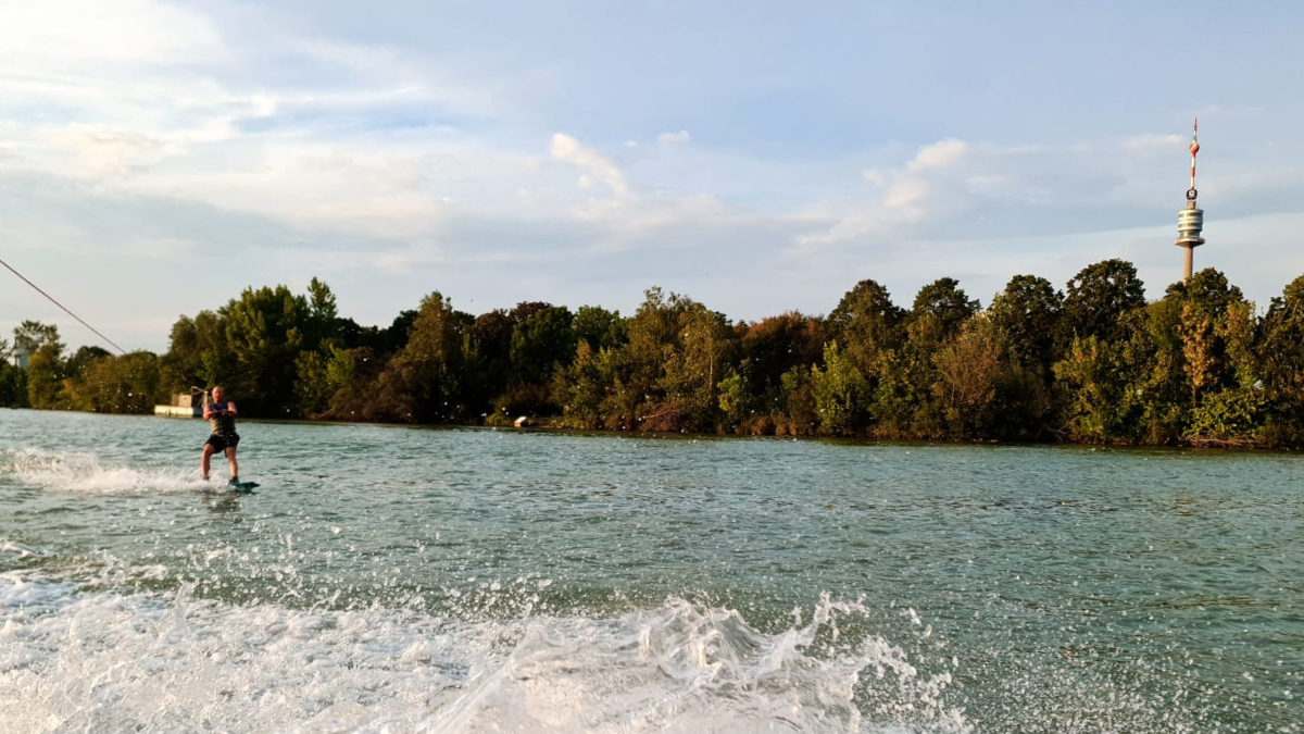 Tapkey team is wakeboarding